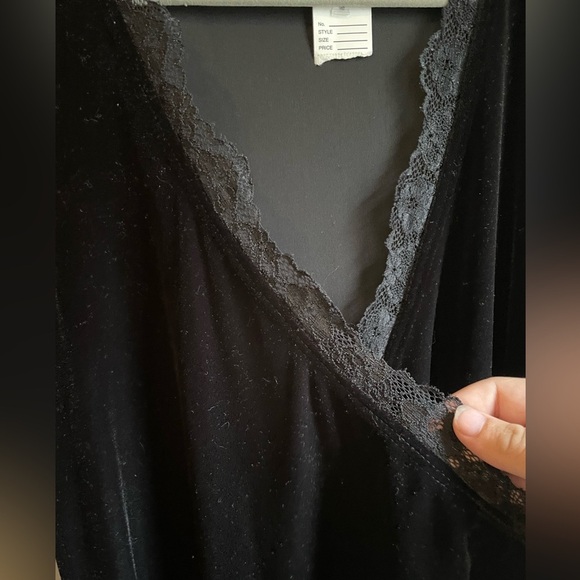 Apt 9 dark romantic lace trim midi velour dress size M stretch whimsigoth witchy - Picture 8 of 13